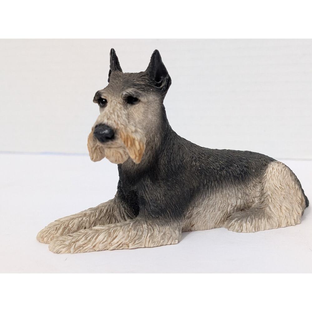 Vintage 1988 Castagna Italy Schnauzer Figurine Lying Down Realistic Dog Statue